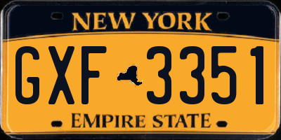 NY license plate GXF3351