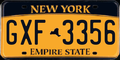 NY license plate GXF3356