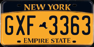 NY license plate GXF3363