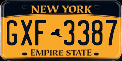 NY license plate GXF3387