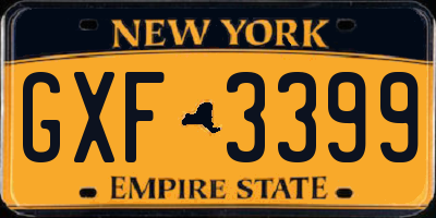 NY license plate GXF3399