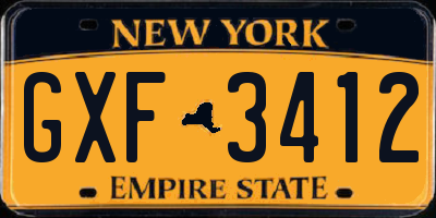 NY license plate GXF3412