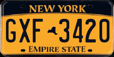 NY license plate GXF3420