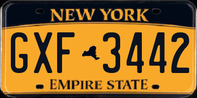 NY license plate GXF3442