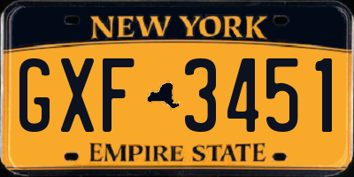 NY license plate GXF3451