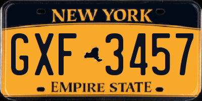 NY license plate GXF3457