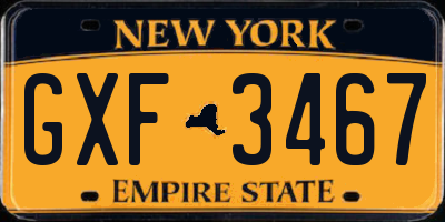 NY license plate GXF3467