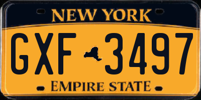 NY license plate GXF3497