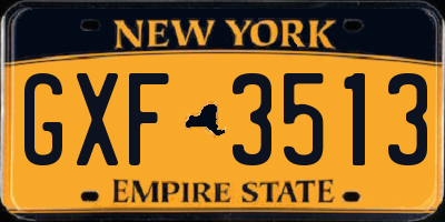 NY license plate GXF3513