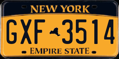 NY license plate GXF3514