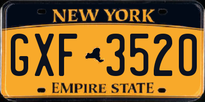 NY license plate GXF3520