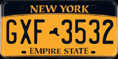 NY license plate GXF3532