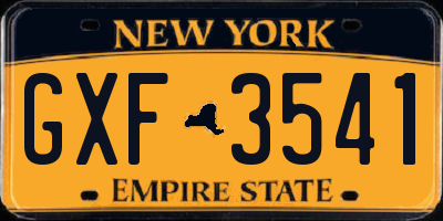 NY license plate GXF3541