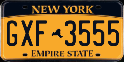 NY license plate GXF3555
