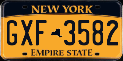 NY license plate GXF3582