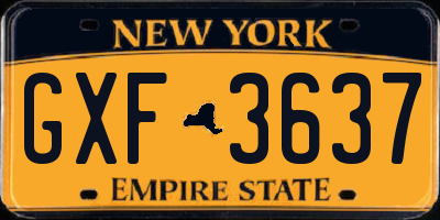 NY license plate GXF3637