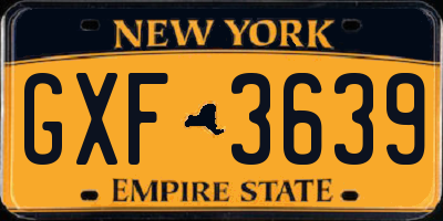 NY license plate GXF3639