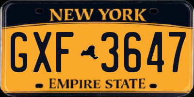 NY license plate GXF3647