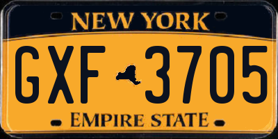 NY license plate GXF3705