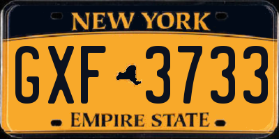 NY license plate GXF3733