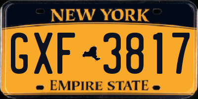 NY license plate GXF3817