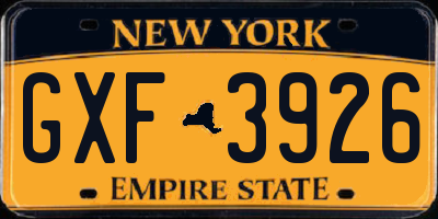 NY license plate GXF3926