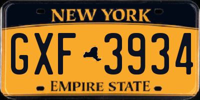 NY license plate GXF3934