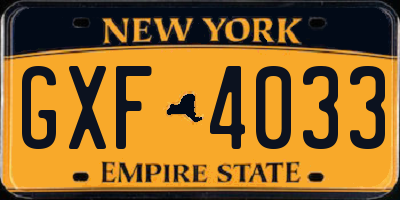 NY license plate GXF4033