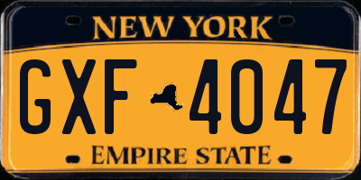 NY license plate GXF4047