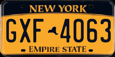 NY license plate GXF4063