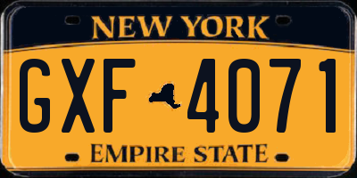 NY license plate GXF4071