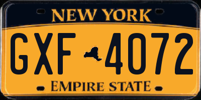 NY license plate GXF4072