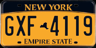 NY license plate GXF4119
