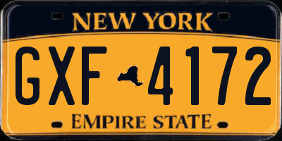 NY license plate GXF4172