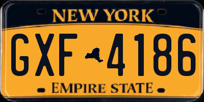 NY license plate GXF4186