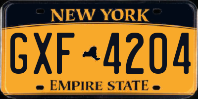 NY license plate GXF4204