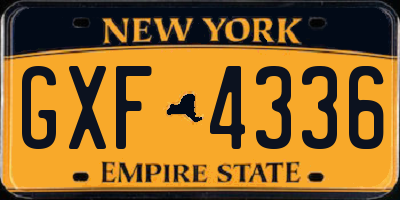 NY license plate GXF4336
