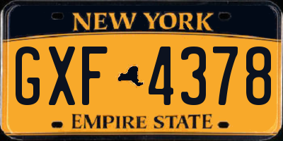 NY license plate GXF4378