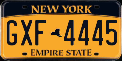 NY license plate GXF4445