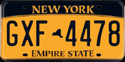 NY license plate GXF4478