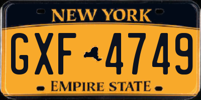 NY license plate GXF4749