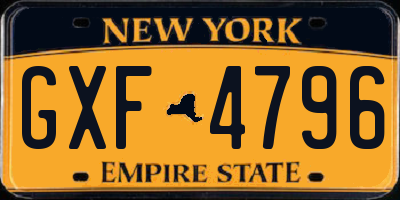 NY license plate GXF4796