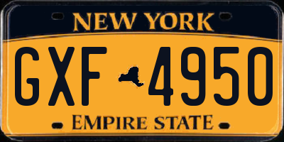 NY license plate GXF4950