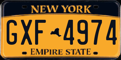 NY license plate GXF4974