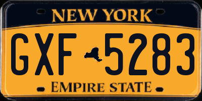 NY license plate GXF5283