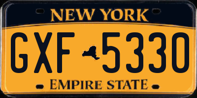 NY license plate GXF5330