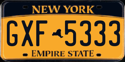NY license plate GXF5333