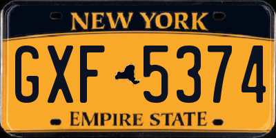 NY license plate GXF5374