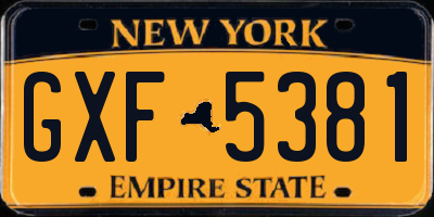 NY license plate GXF5381