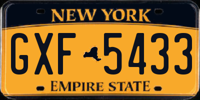 NY license plate GXF5433